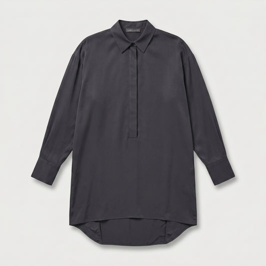 Minimalist Charcoal Silk Blouse