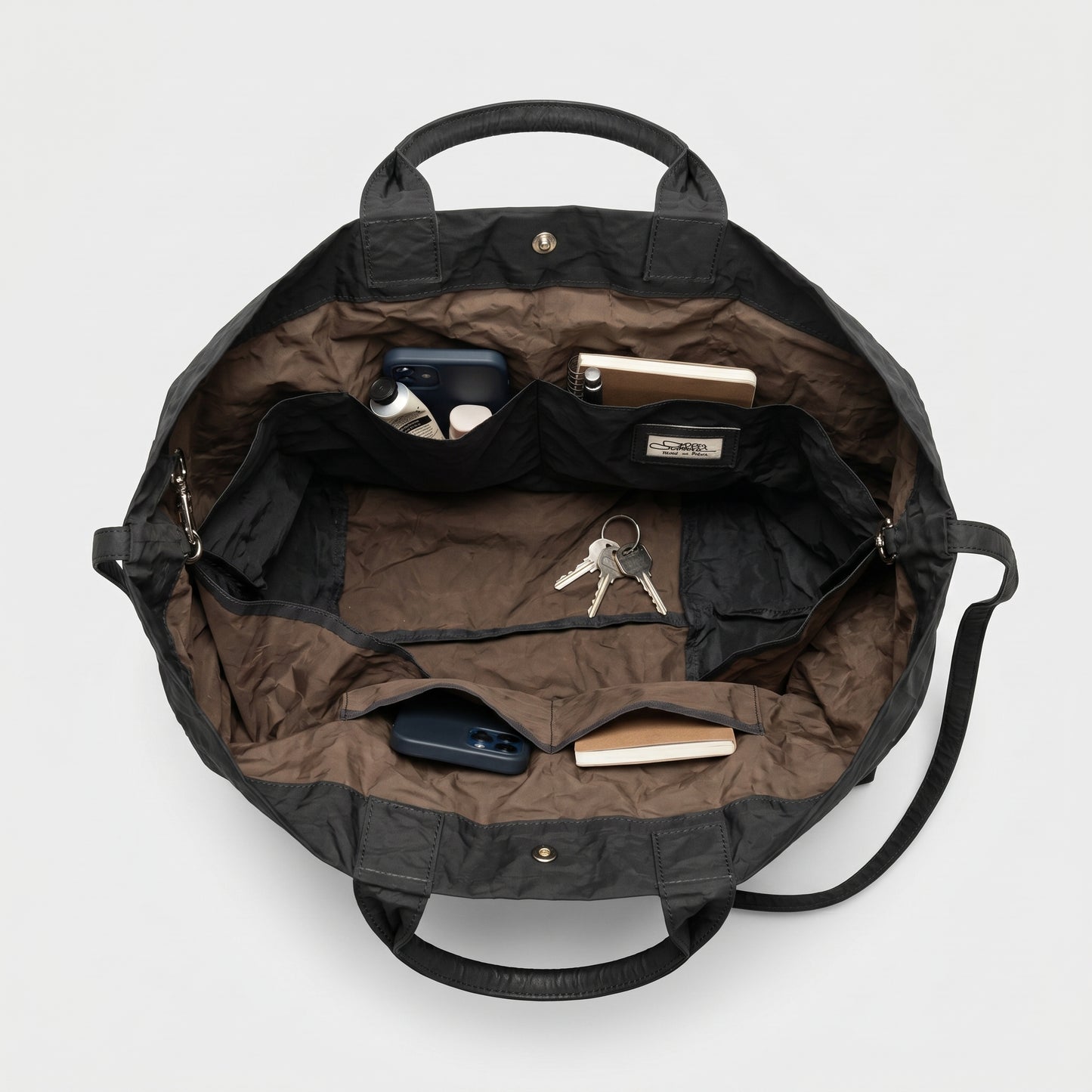 Crinkled Nylon Tote Bag