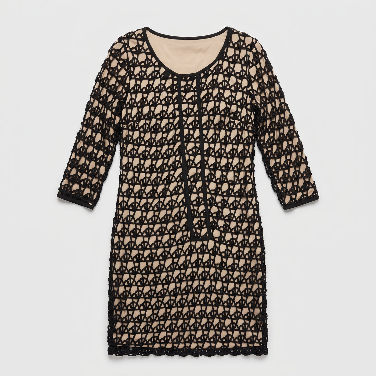 Black Crochet Detail Shift Dress