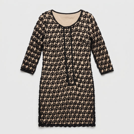Black Crochet Detail Shift Dress