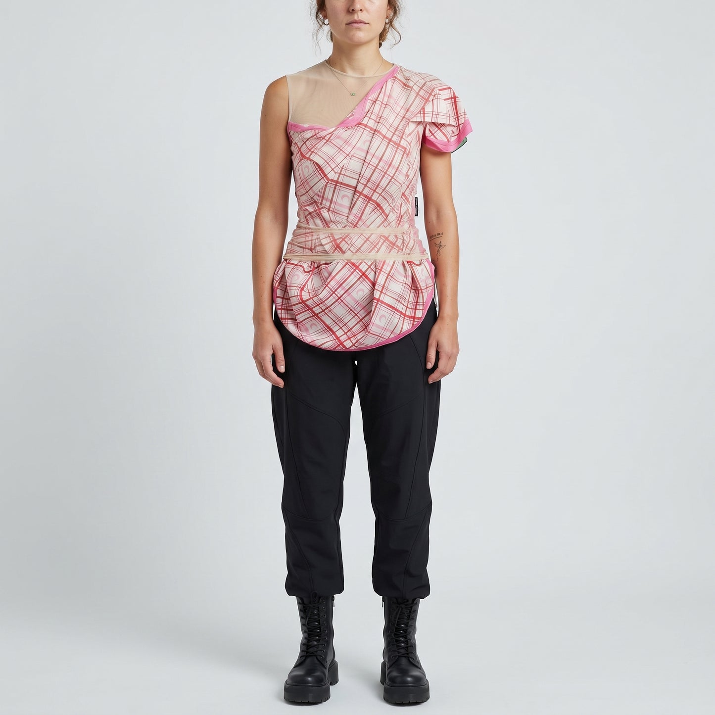 Asymmetric Plaid Mesh Top