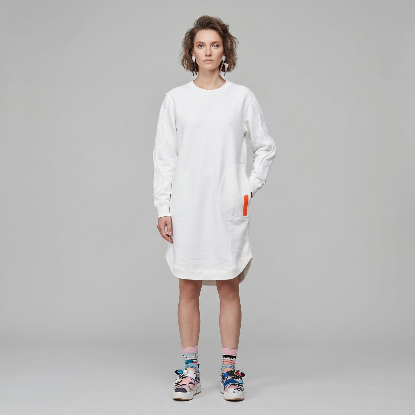 Longline Cotton Sweatshirt Dress