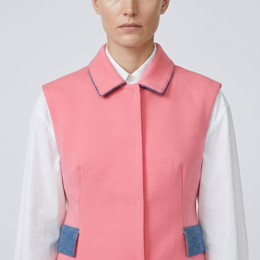 Sleeveless Tailored Pink Vest