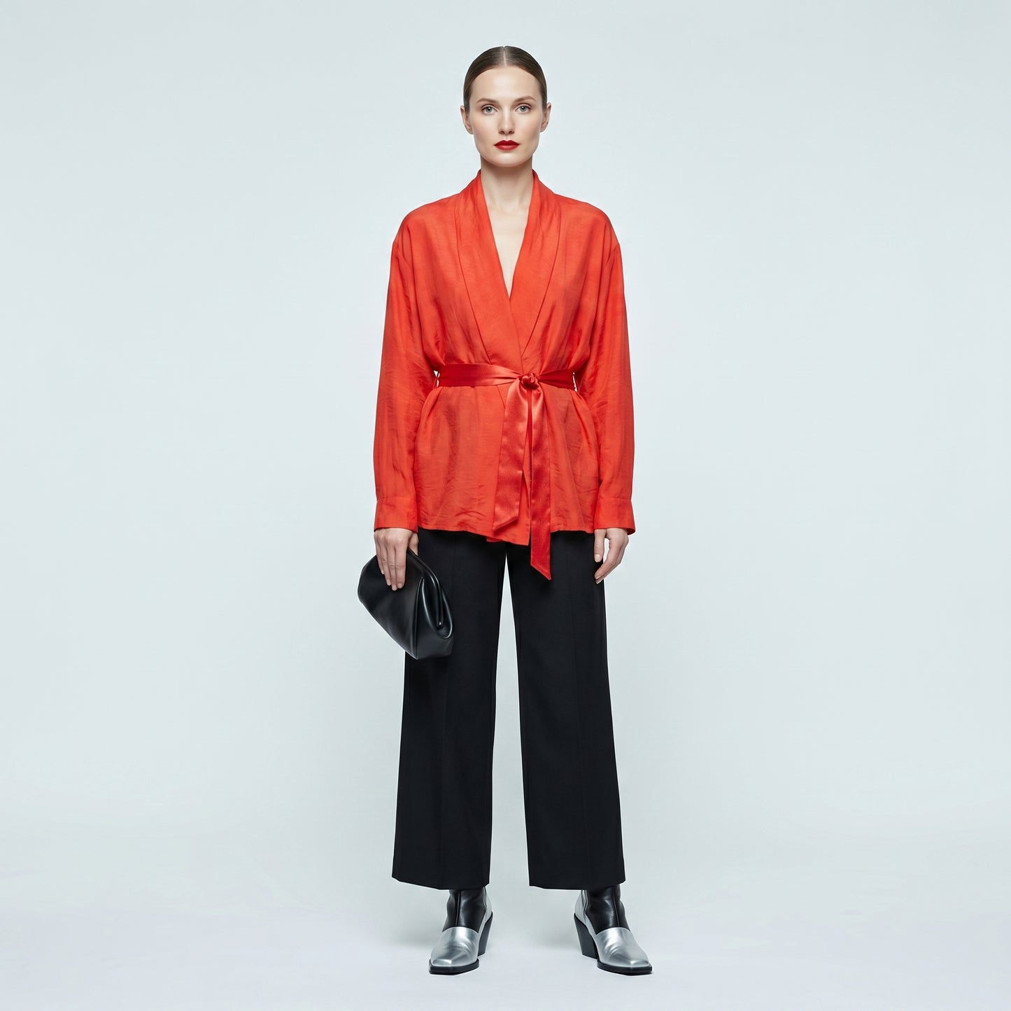 Vibrant Orange Kimono Wrap Top