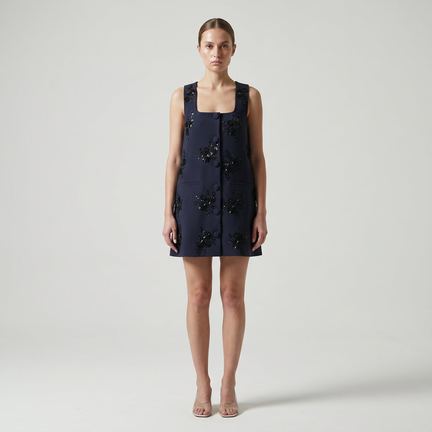Embellished Navy Tailored Vest