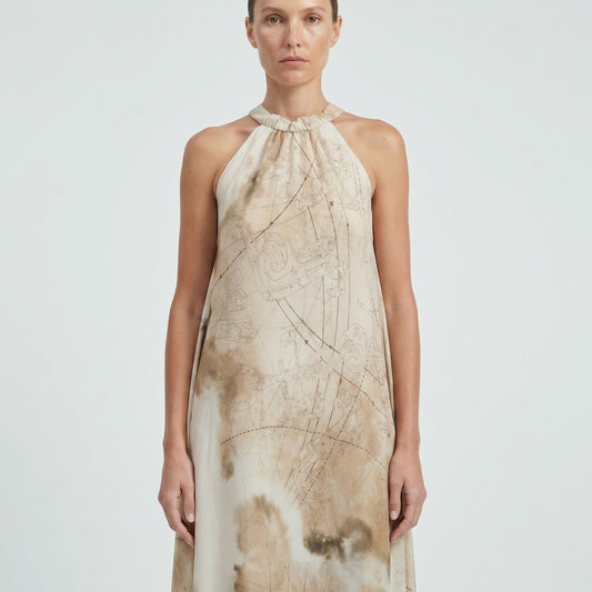 Halter Neck Abstract Print Dress