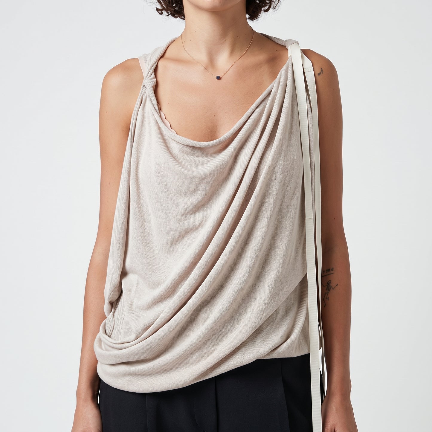 Asymmetrical Draped Knit Top