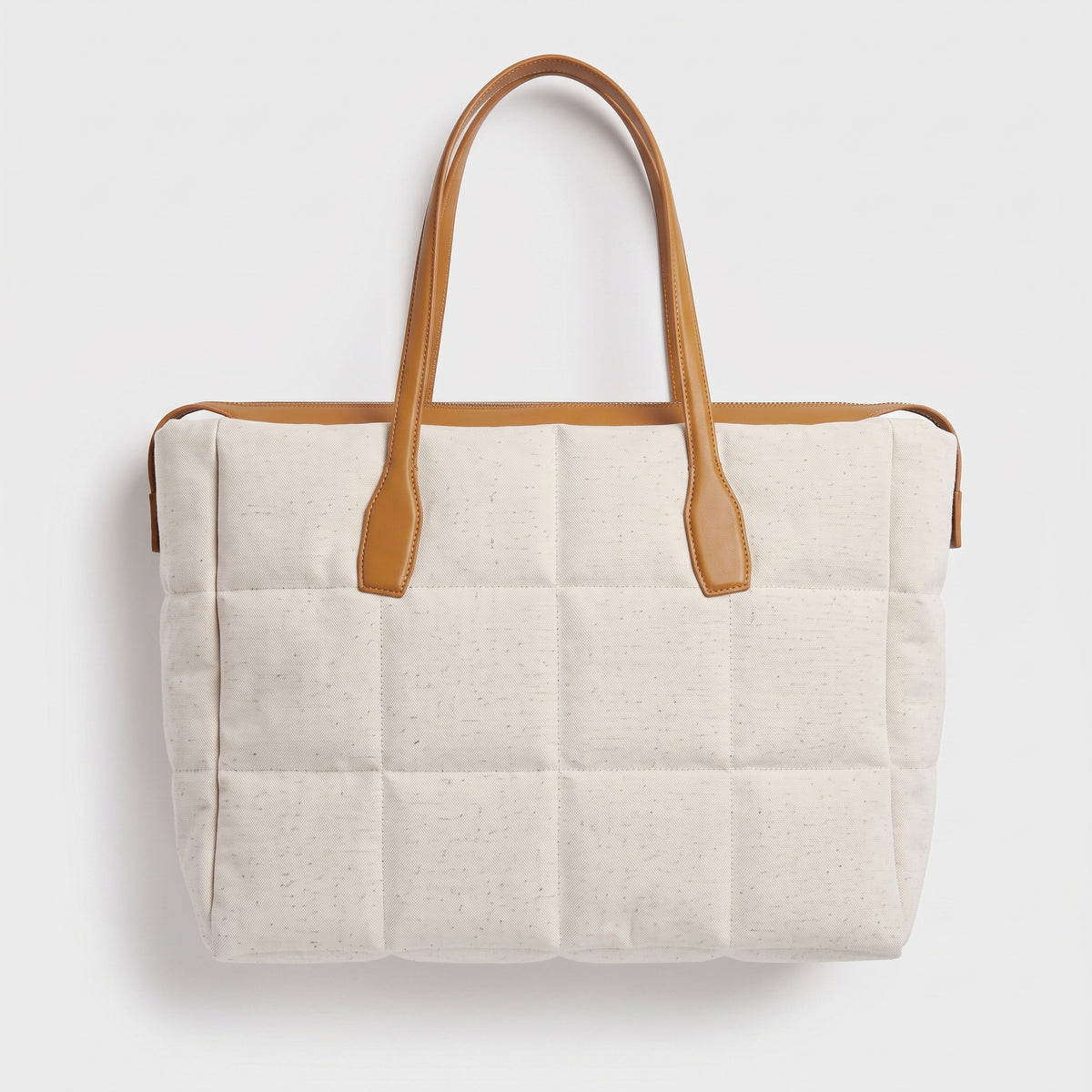 Quilted Linen Blend Tote Bag