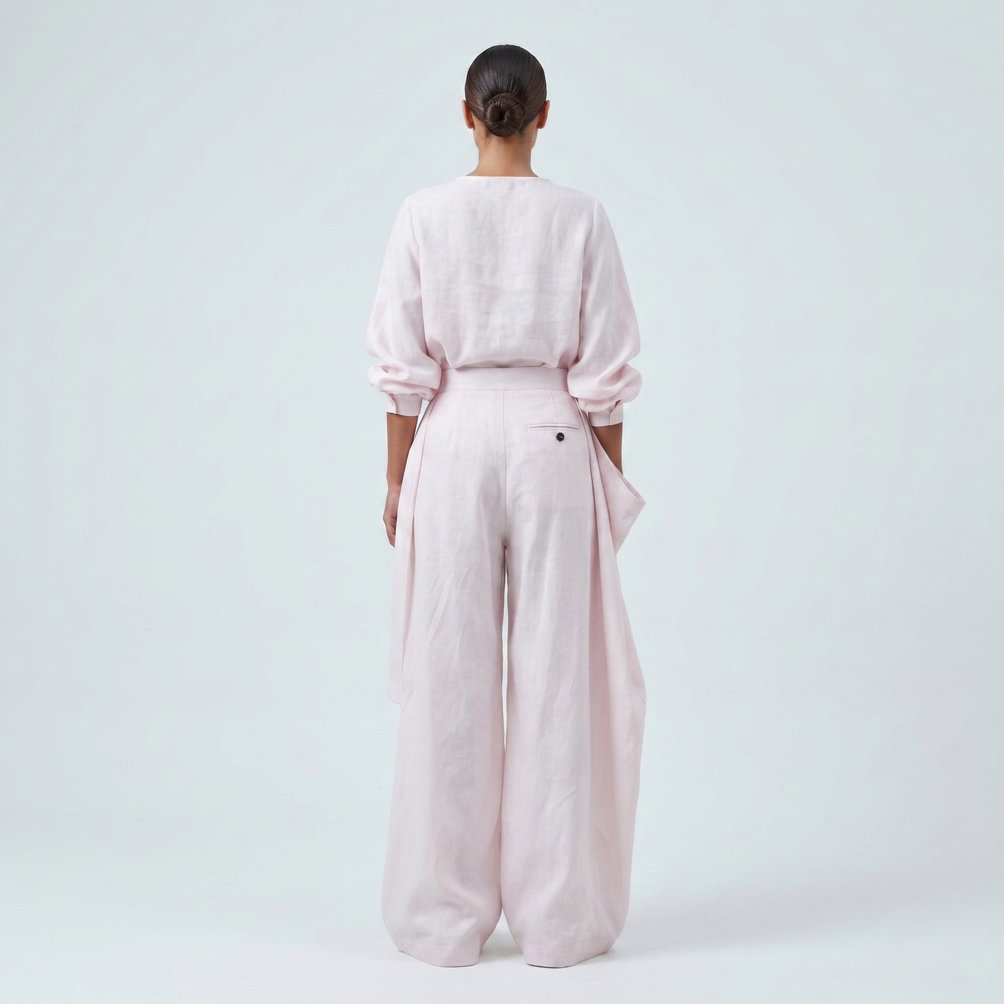 Asymmetric Drape Wide Leg Trousers
