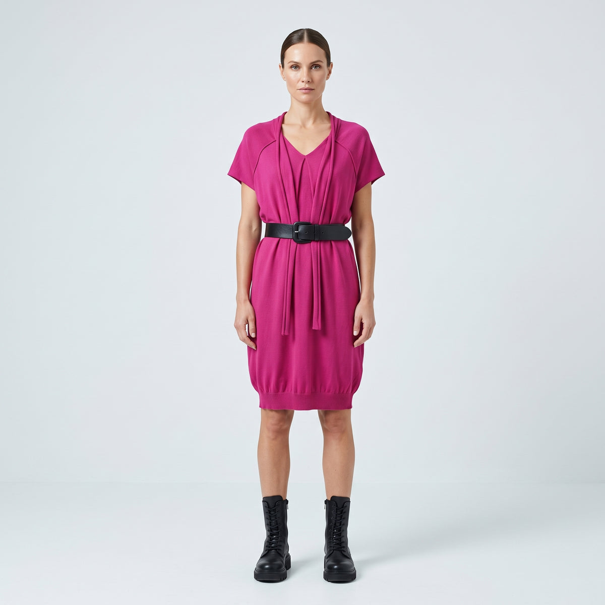 Magenta Tie-Neck Knit Tunic