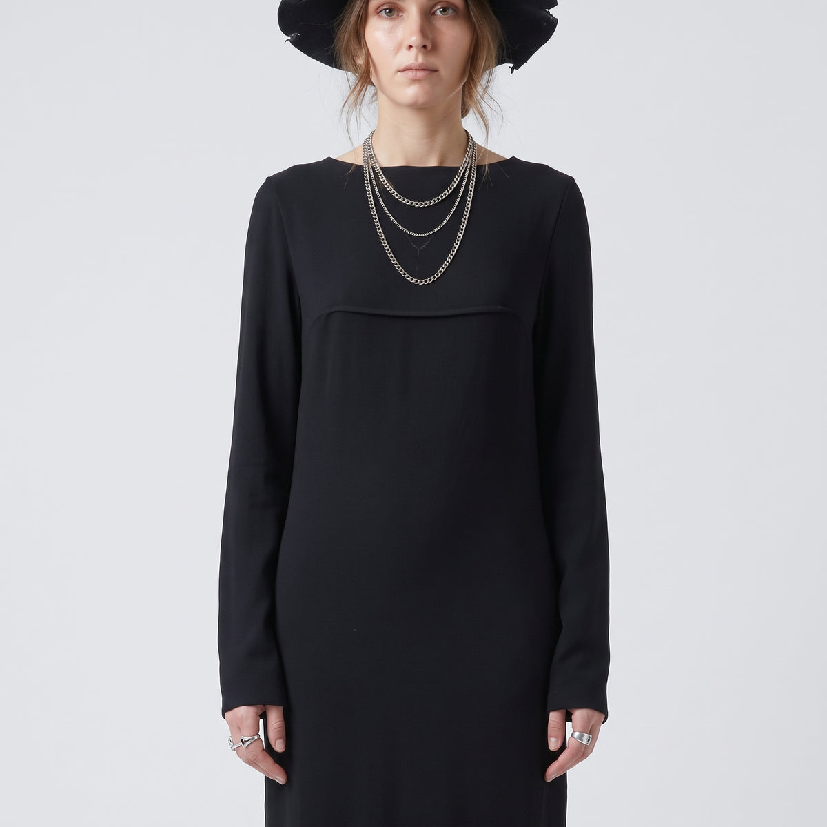 Minimalist Black Long Sleeve Dress