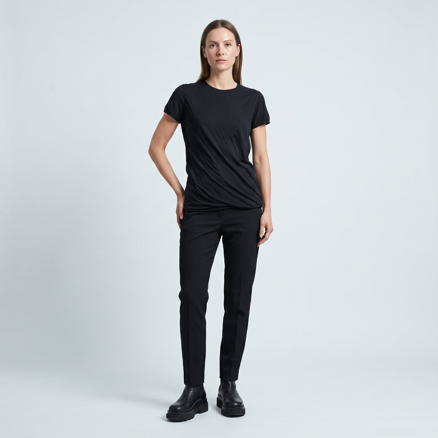 Geometric Seam Black Tee