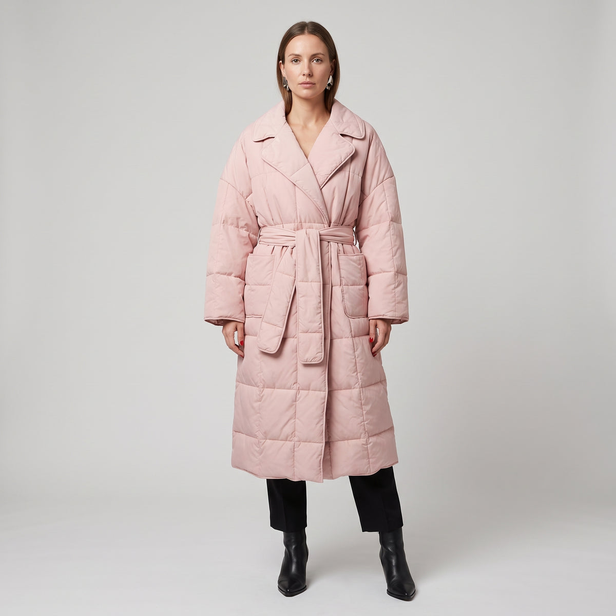 Quilted Belted Pastel Puffer Coat