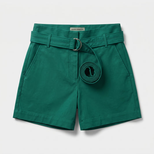 Emerald High-Waisted Belted Shorts