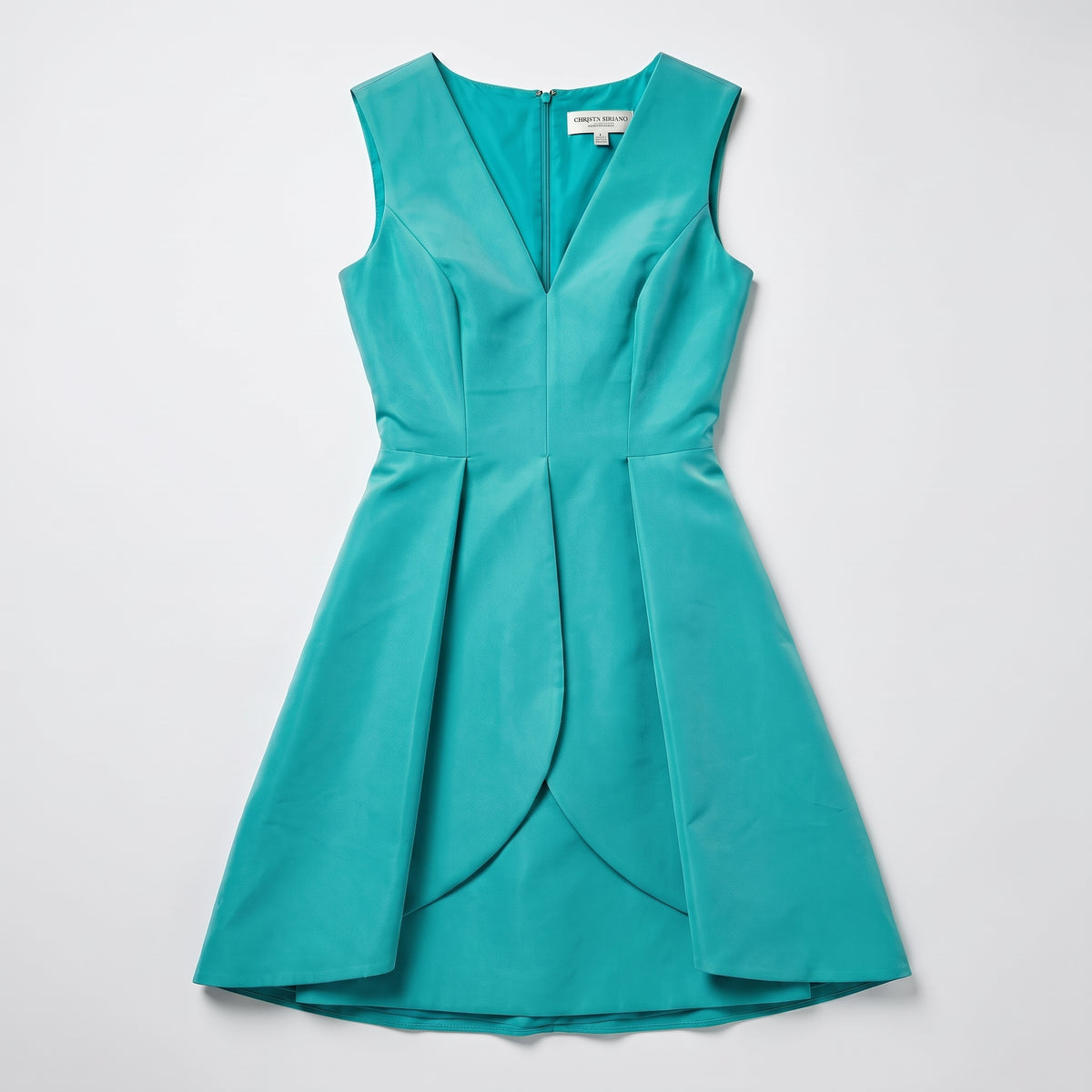 Structured V-Neck Teal Dress