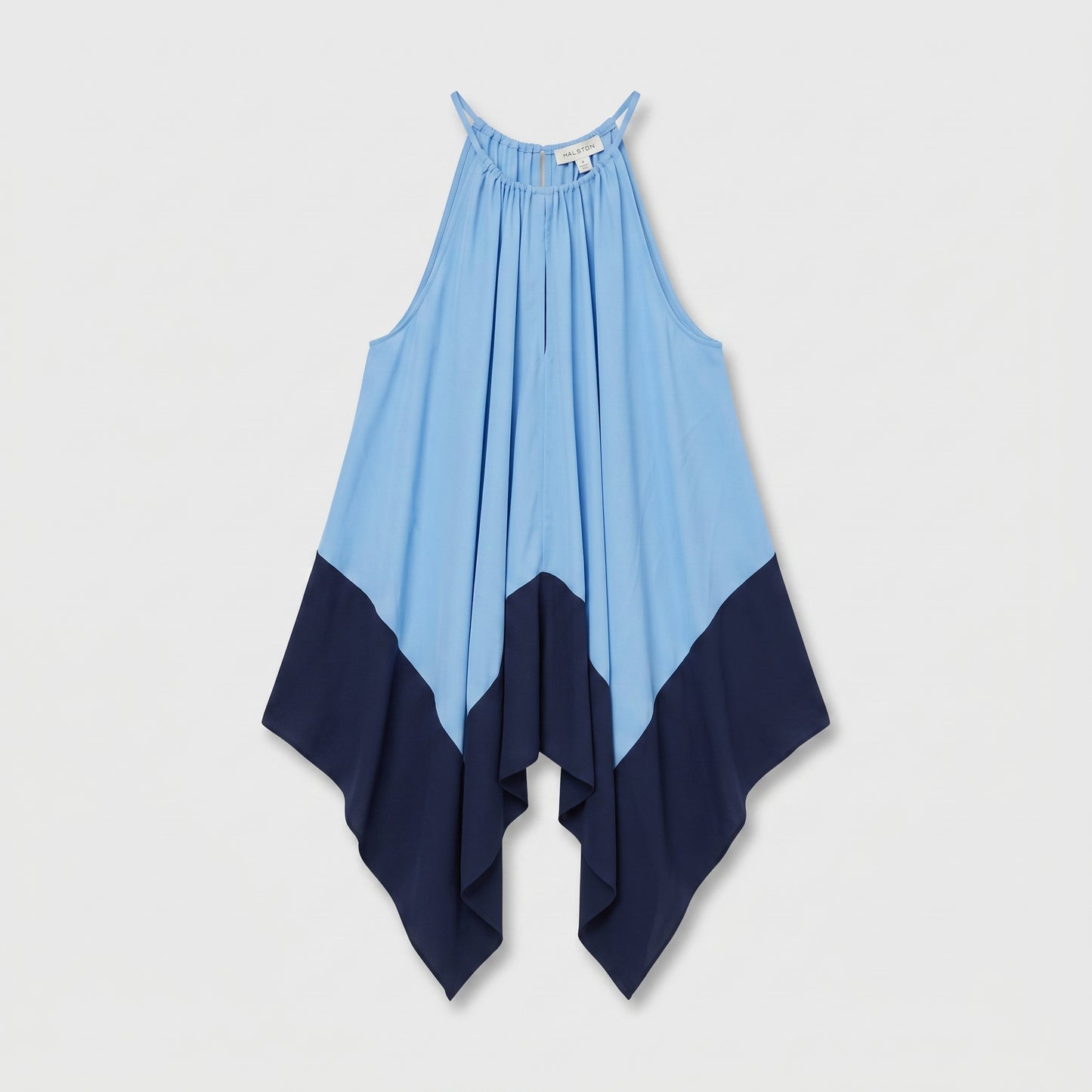 Colorblock Asymmetric Drape Halter Top