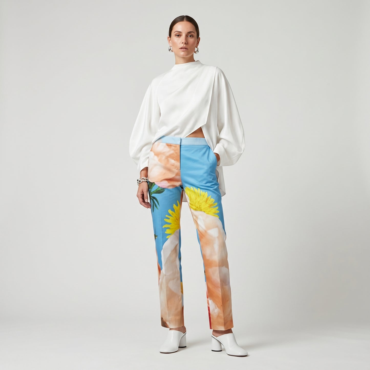 Floral Print Straight-Leg Trousers