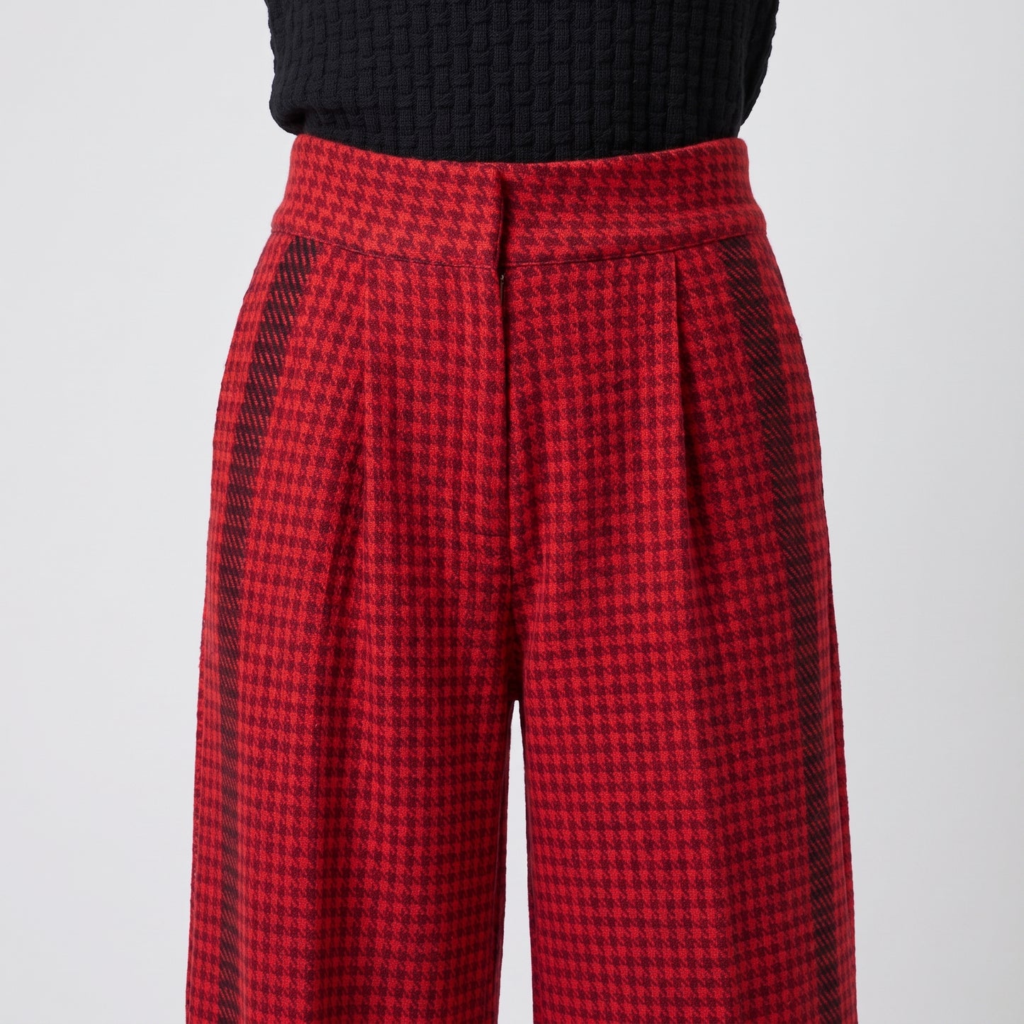 Tailored Red Houndstooth Trousers
