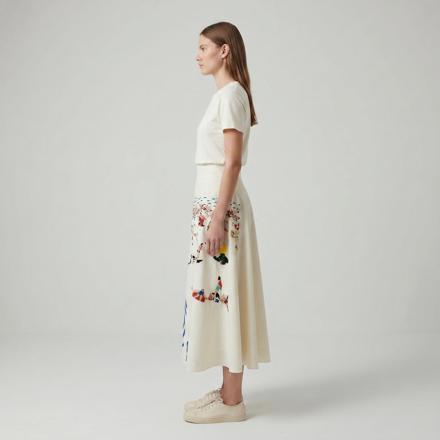 Illustrated Coastal A-Line Skirt