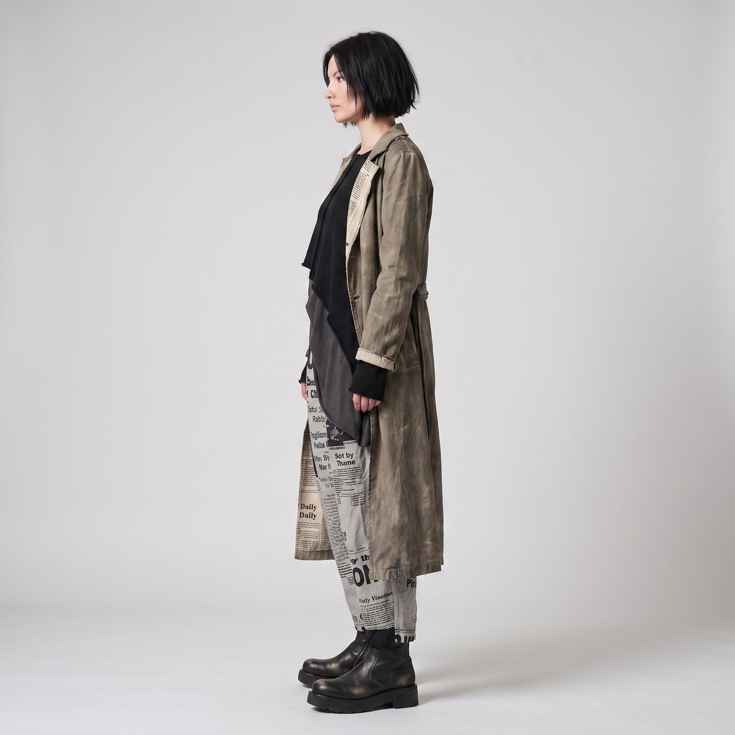 Newspaper Print Avant-Garde Trousers