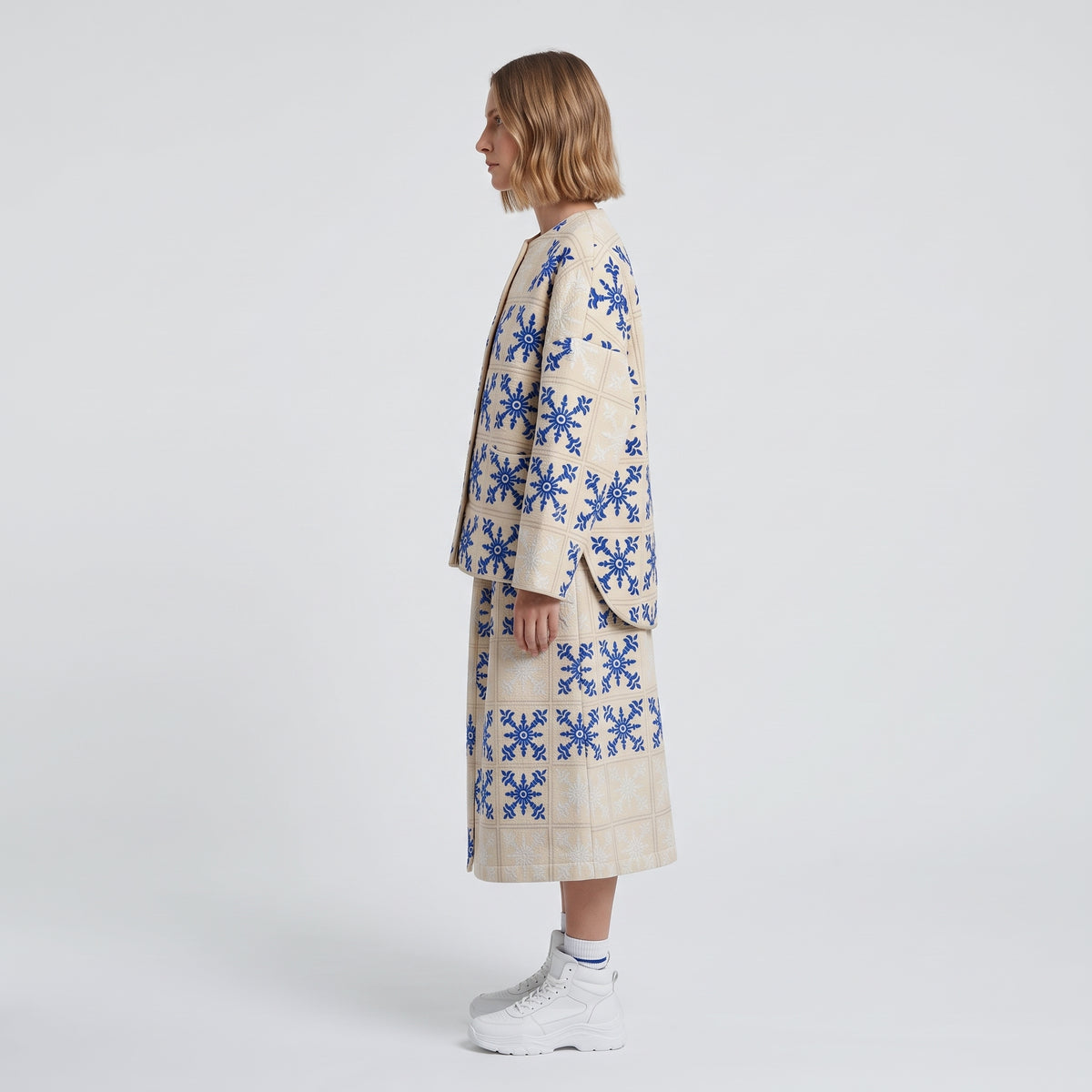 Embroidered Quilted Boxy Jacket