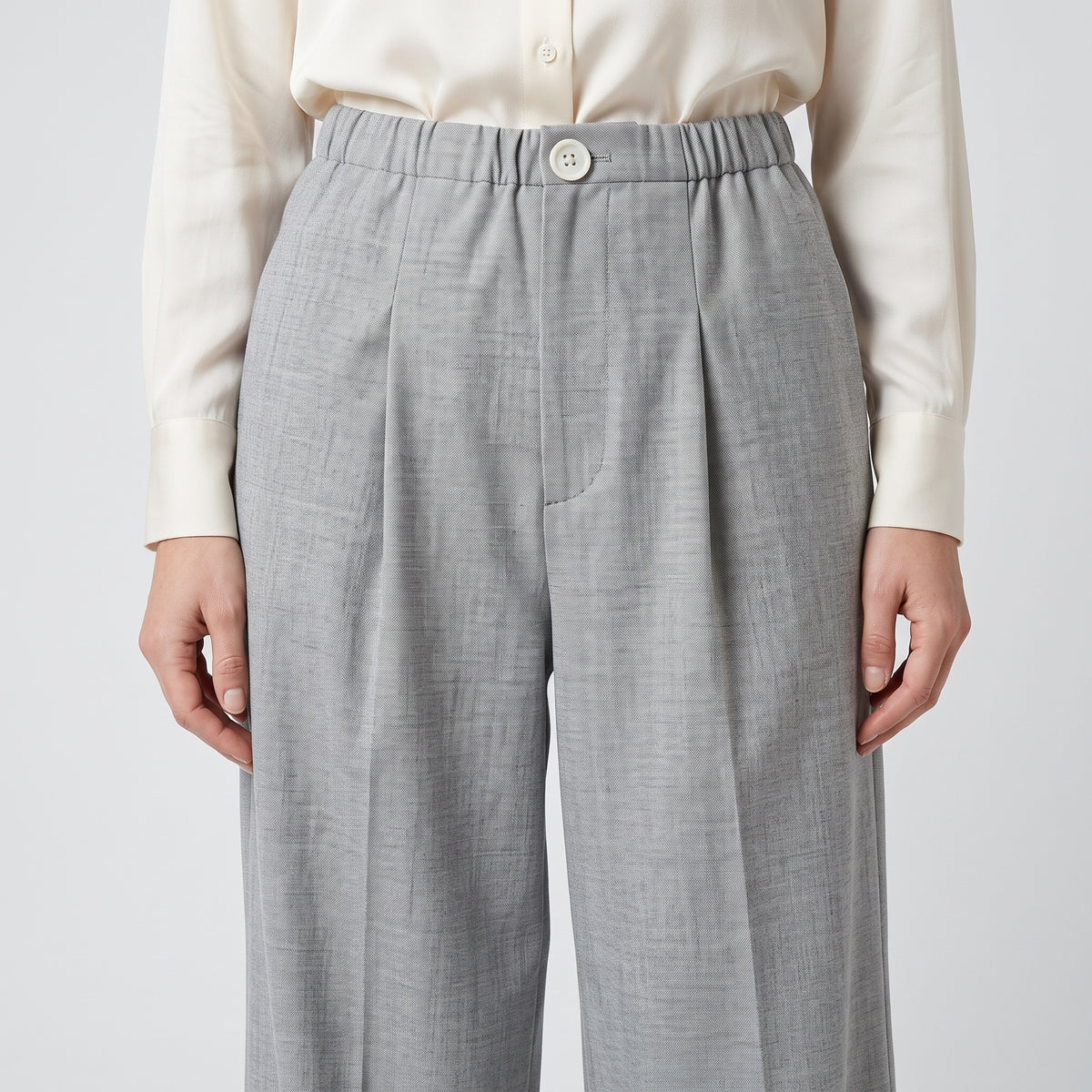 Tailored Grey Wide-Leg Trousers