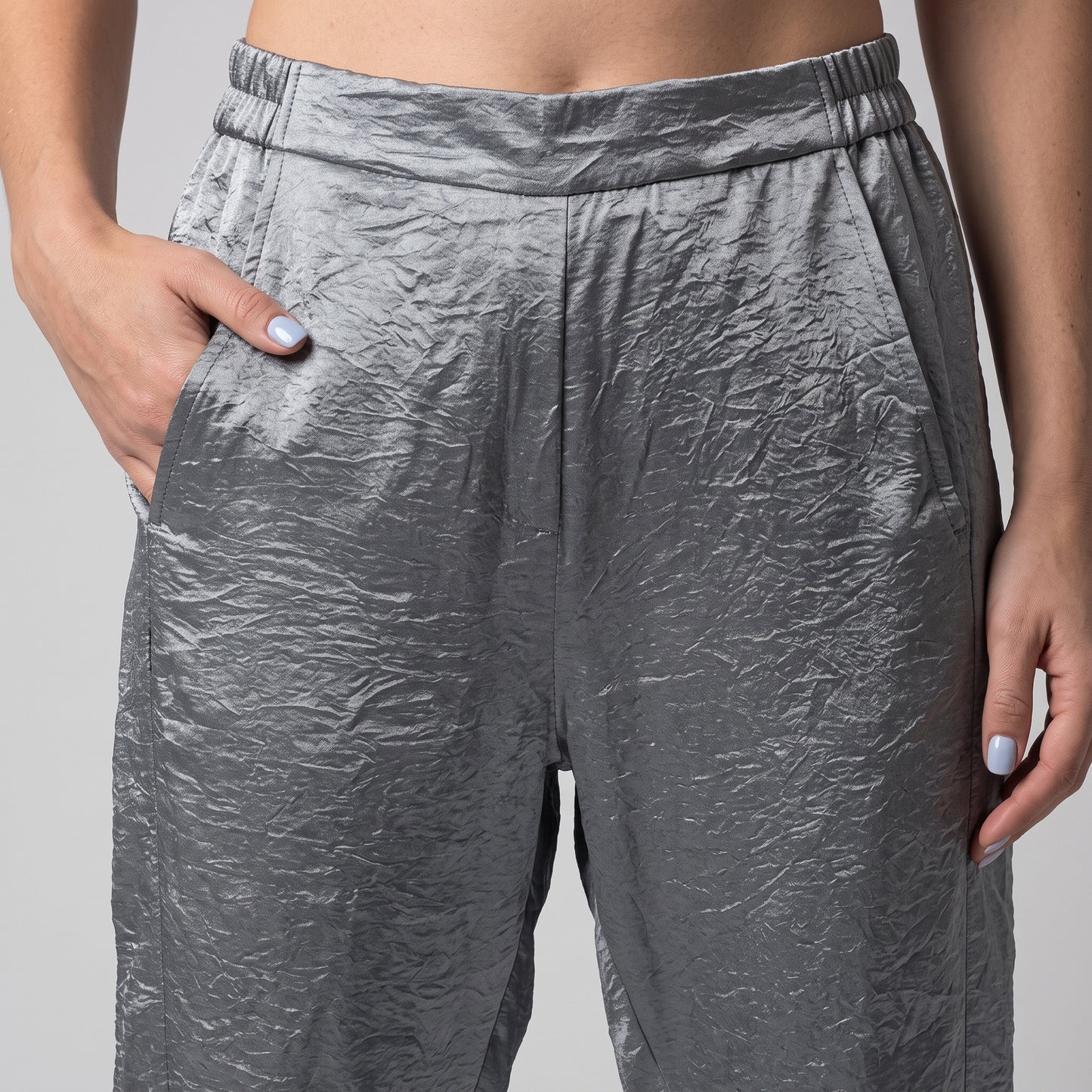 Metallic Crinkled Elasticated Trousers