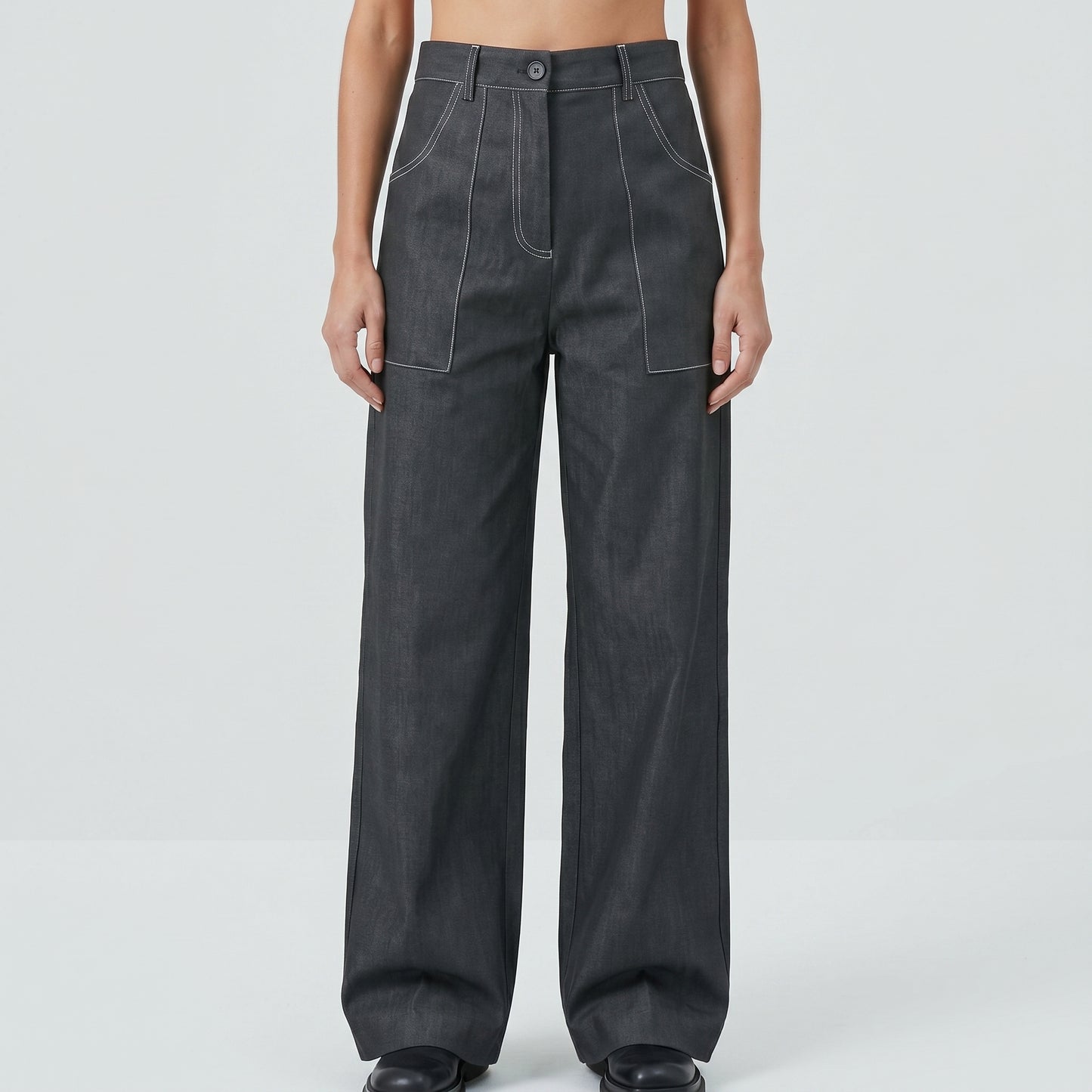 Wide Leg Denim Trousers