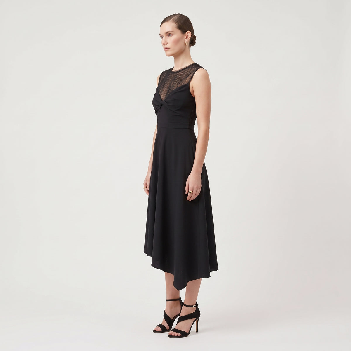 Sleeveless Twist Front Midi Dress