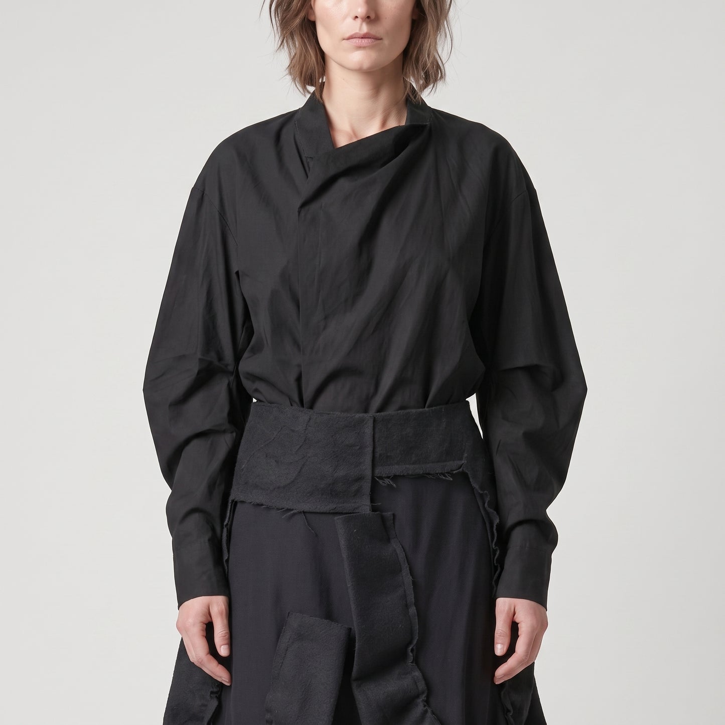 Asymmetric Ruffled Cotton Skirt