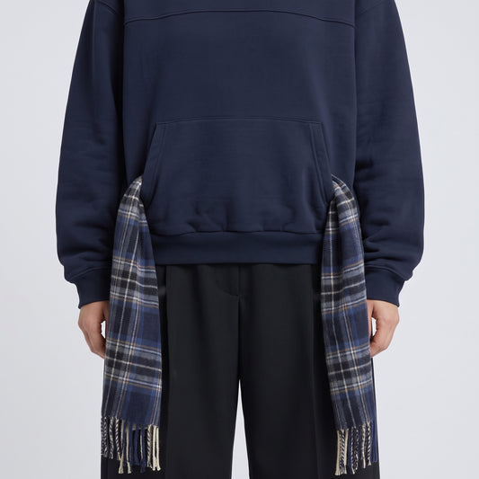 Plaid Accent Cotton Hoodie