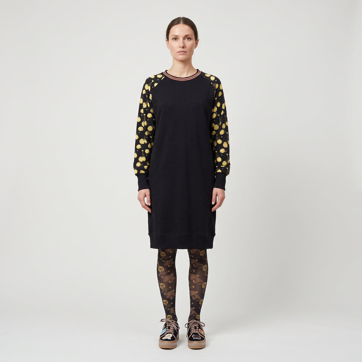 Graphic Print Long Sleeve Dress