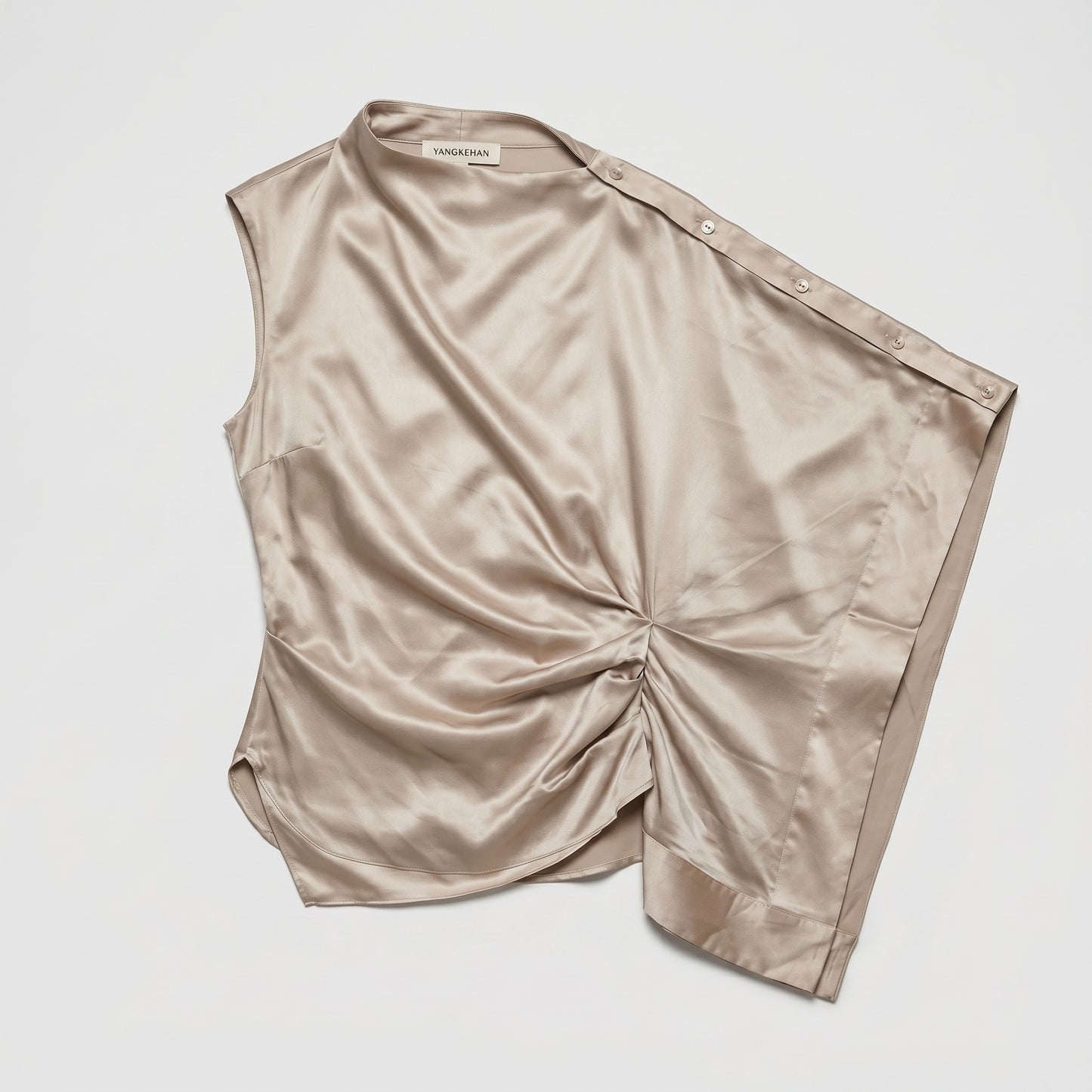 Asymmetrical Ruched Satin Top