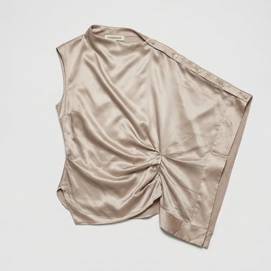 Asymmetrical Ruched Satin Top