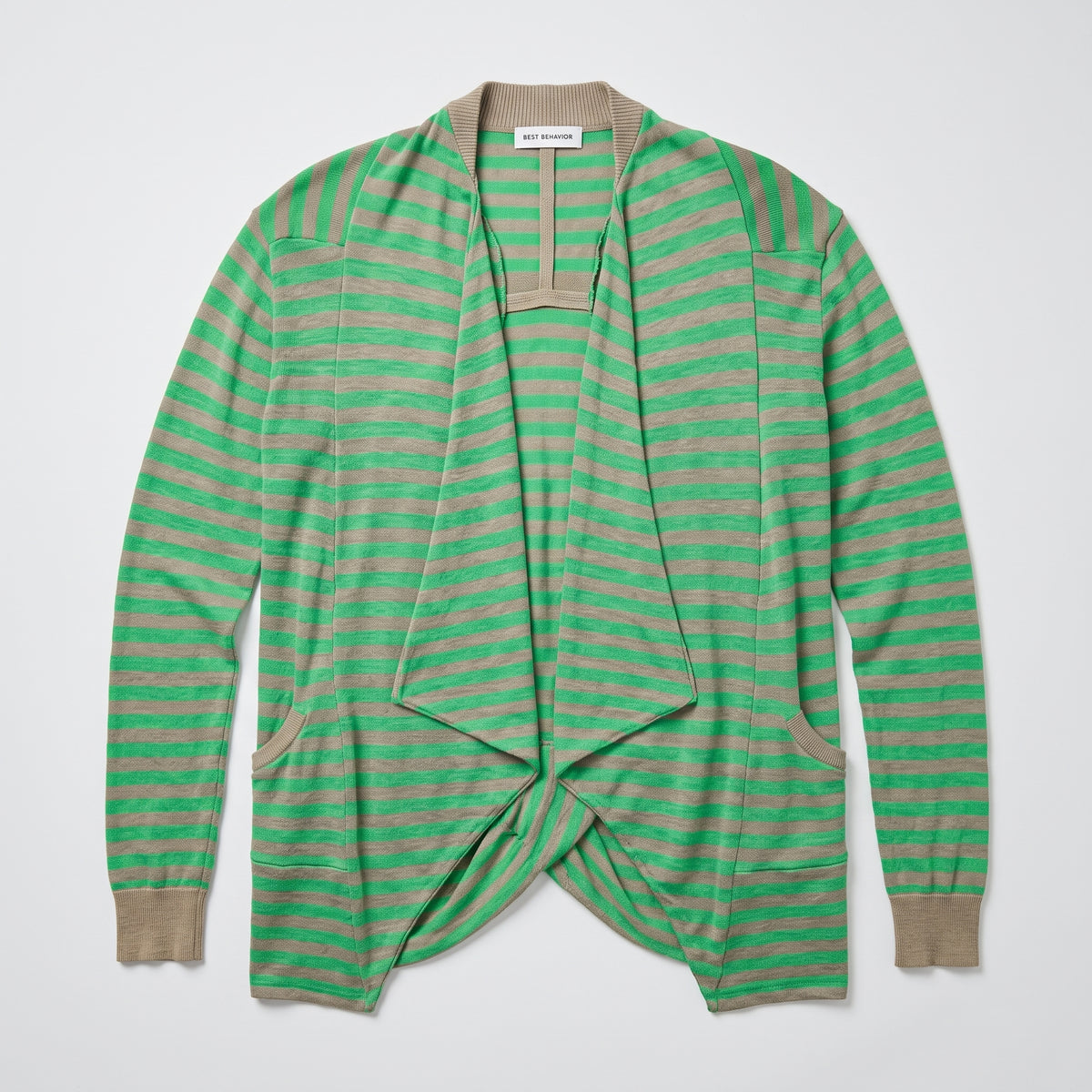 Striped Drape Front Cardigan
