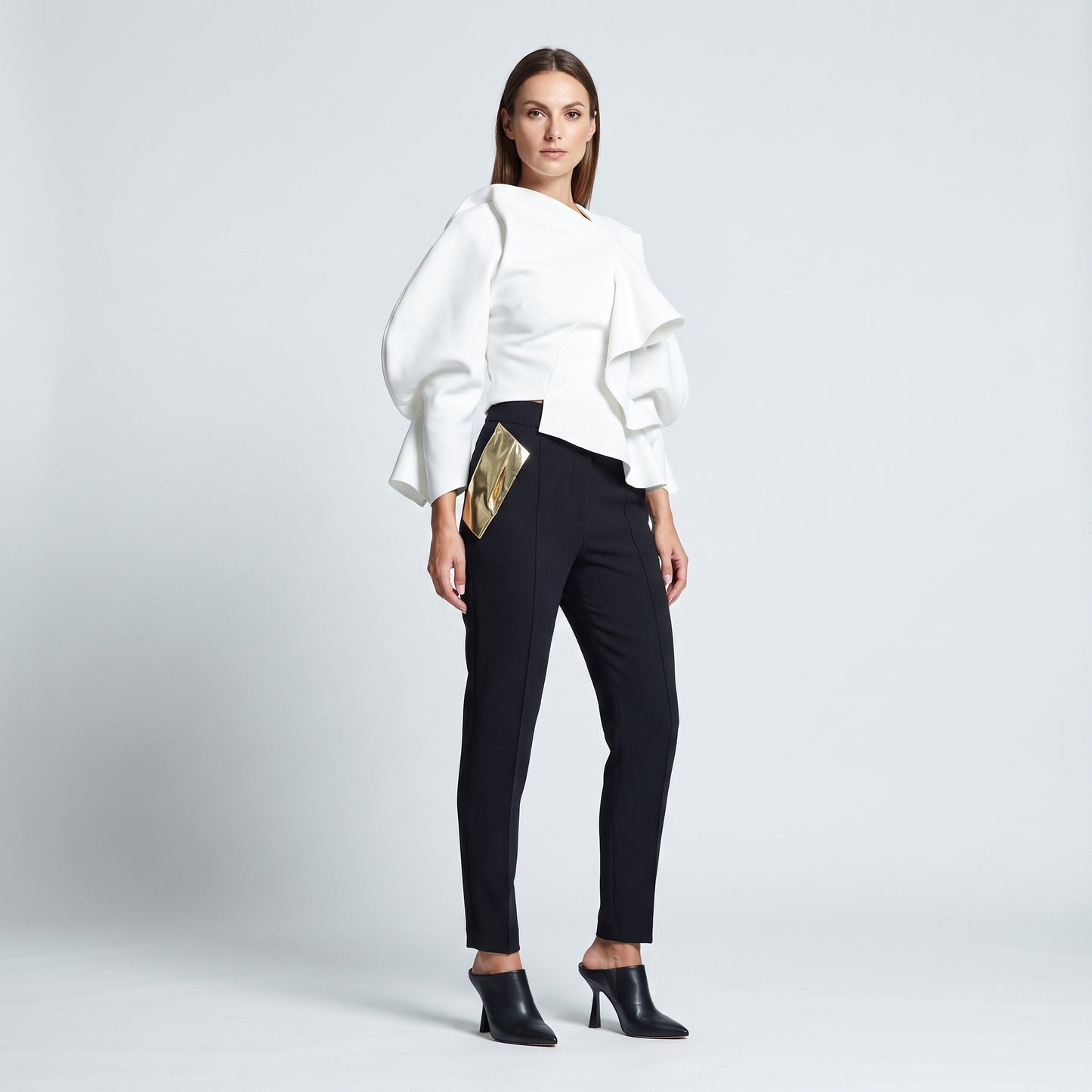 Metallic Accent Tailored Trousers