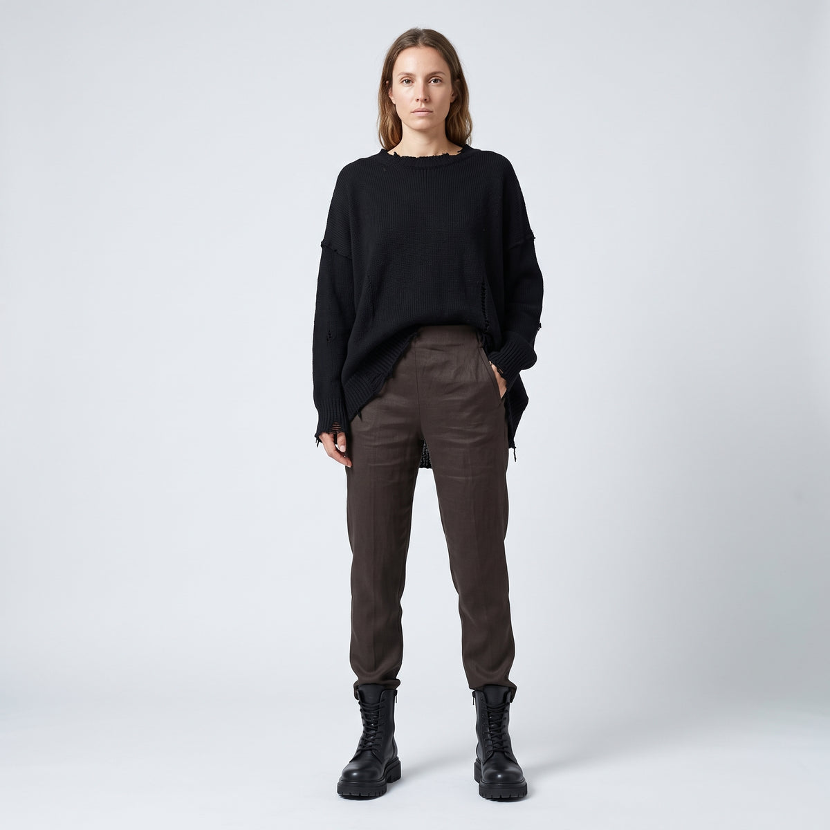 Tailored Dark Brown Slim Trousers