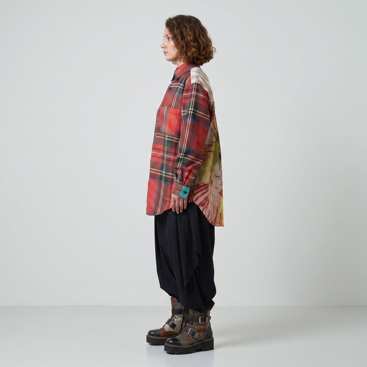 Patchwork Tartan Button Down Shirt