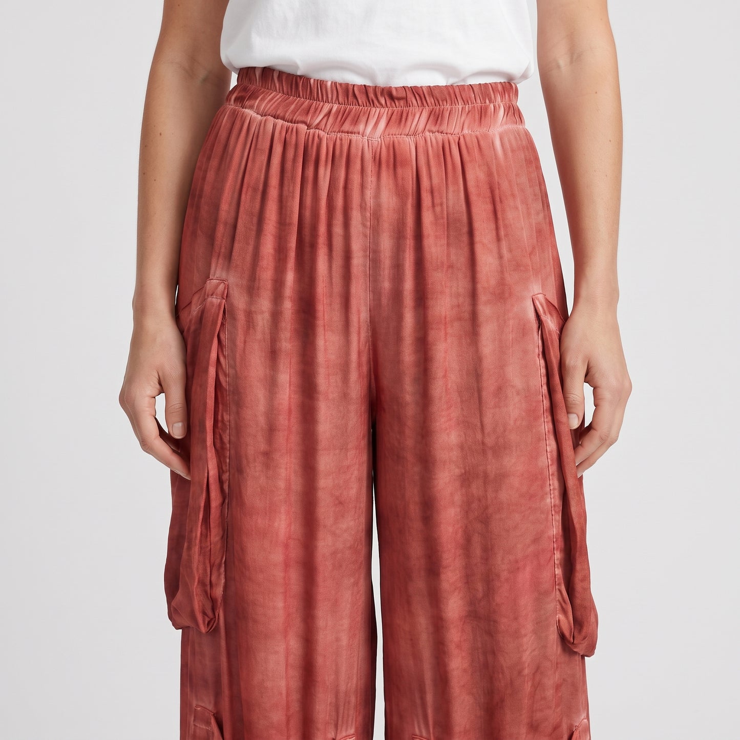 Terracotta Utility Wide-Leg Trousers