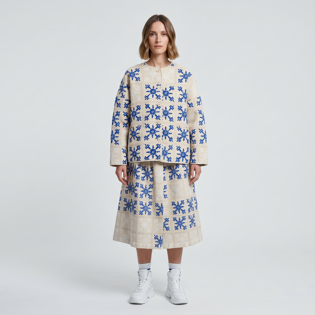 Embroidered Quilted Boxy Jacket