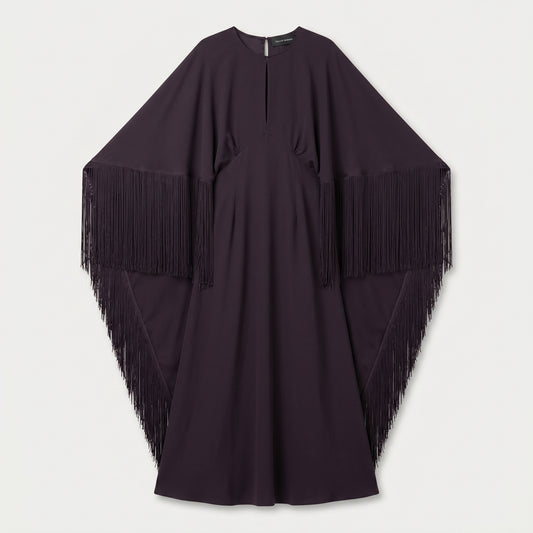 Fringed Dark Purple Kaftan Dress