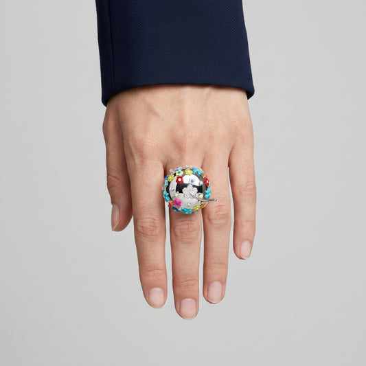 Enamel Floral Silver Charm