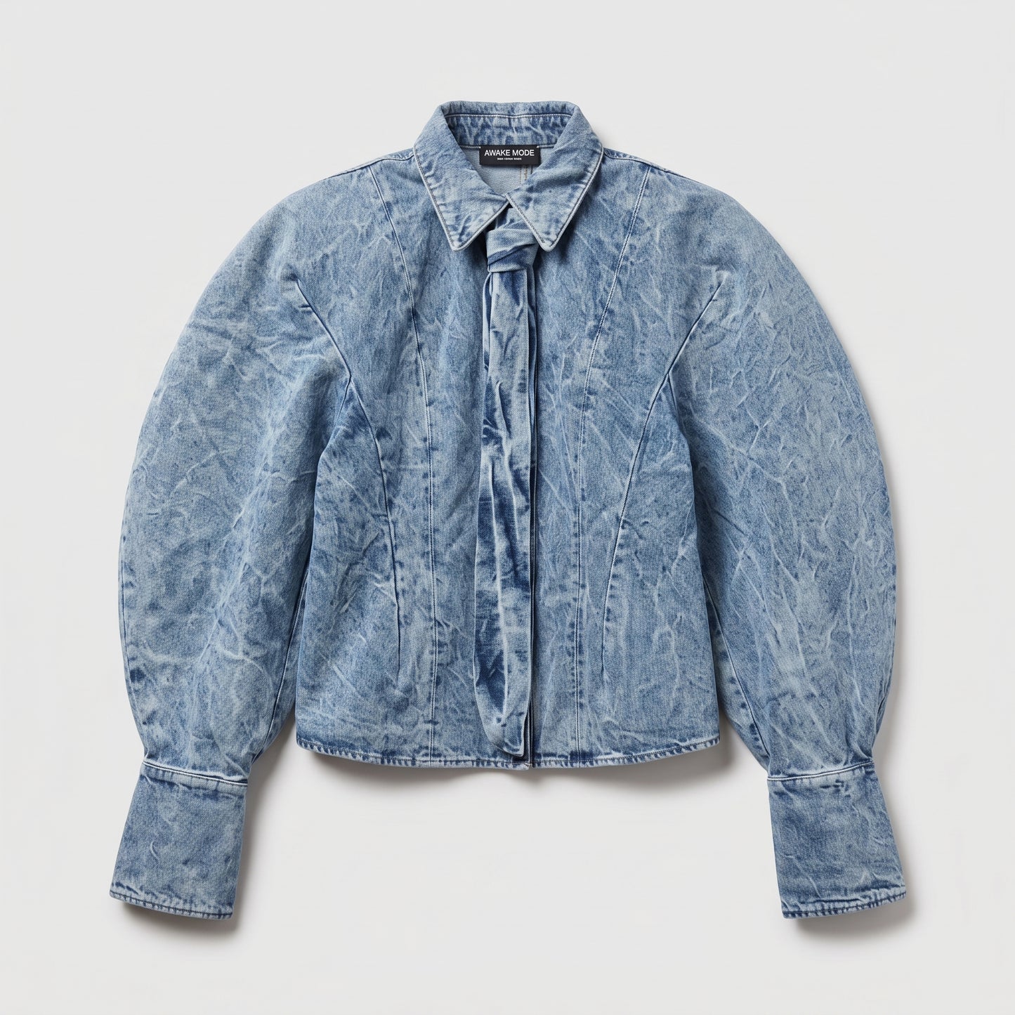 Acid Wash Denim Puff Jacket