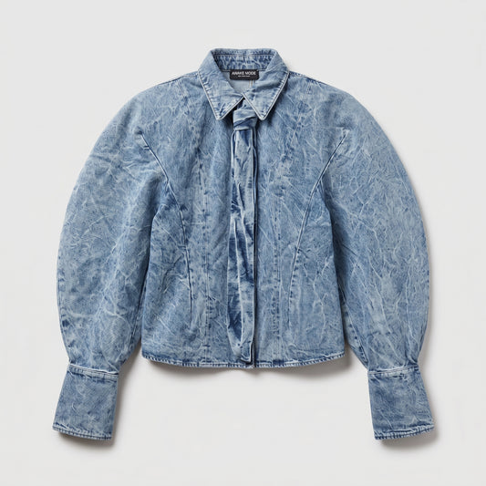 Acid Wash Denim Puff Jacket