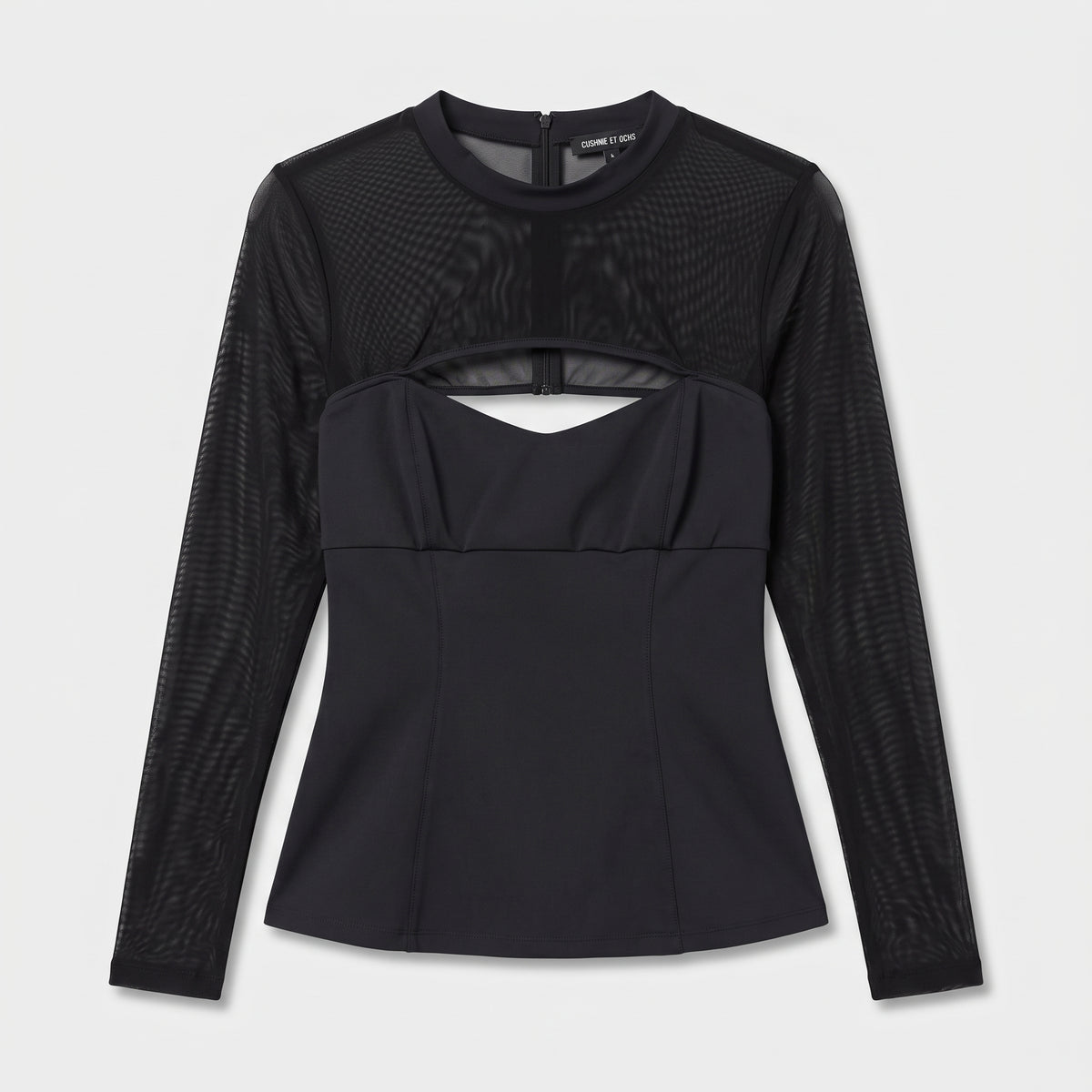 Mesh Paneled Cutout Long Sleeve