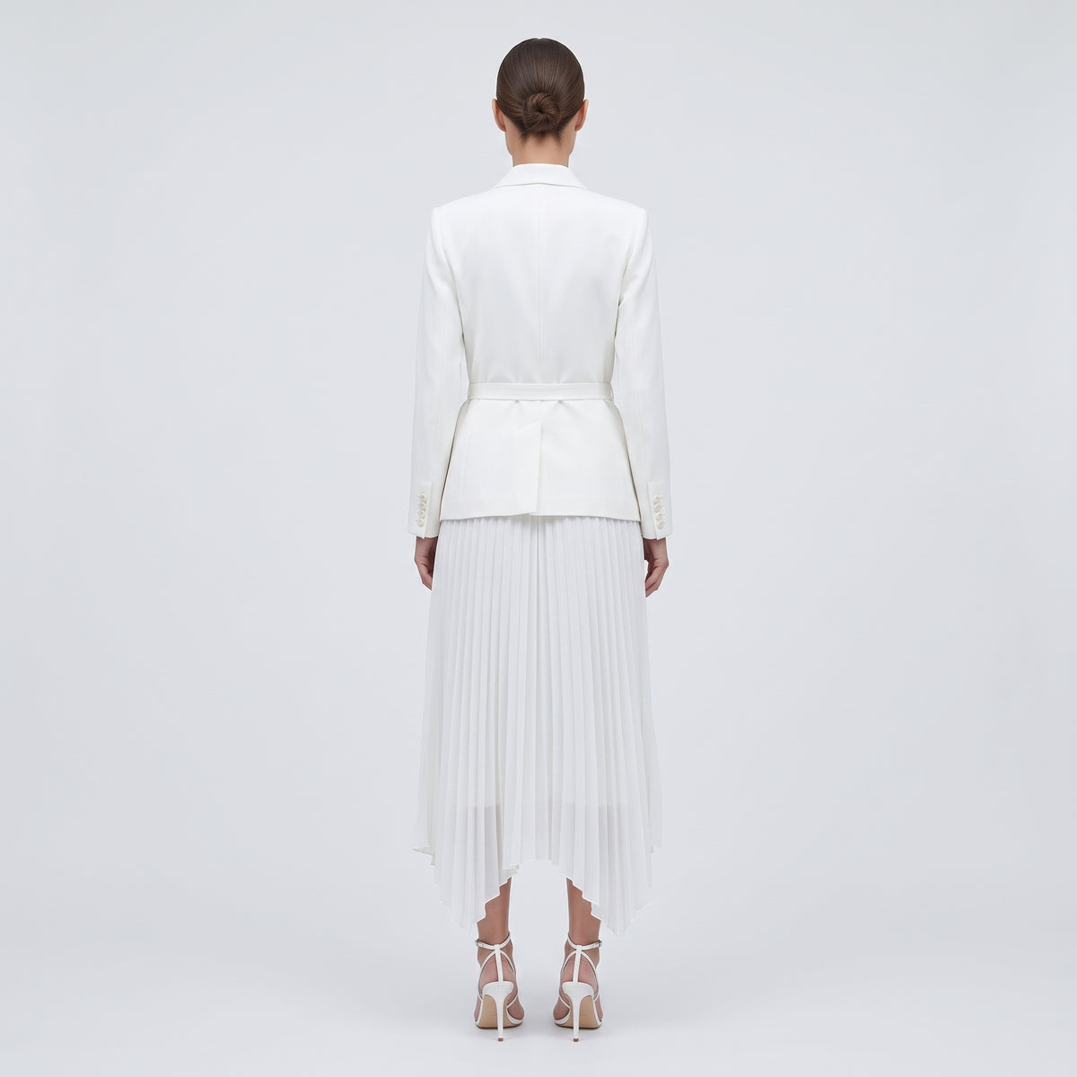 Tailored Wrap Pleated Midi Dress