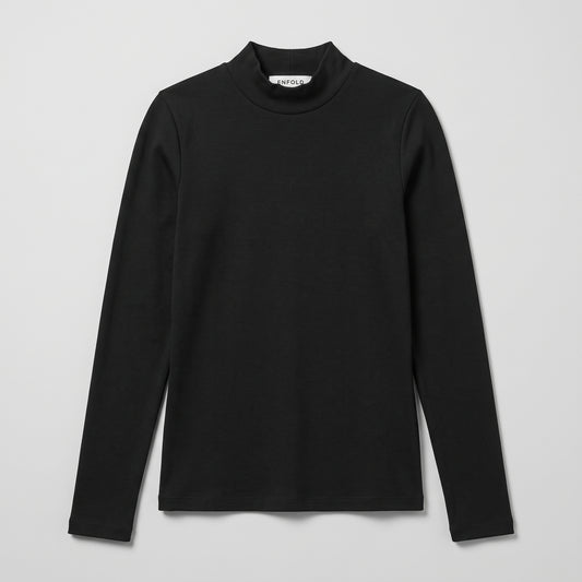 Essential Black Mock Neck Top