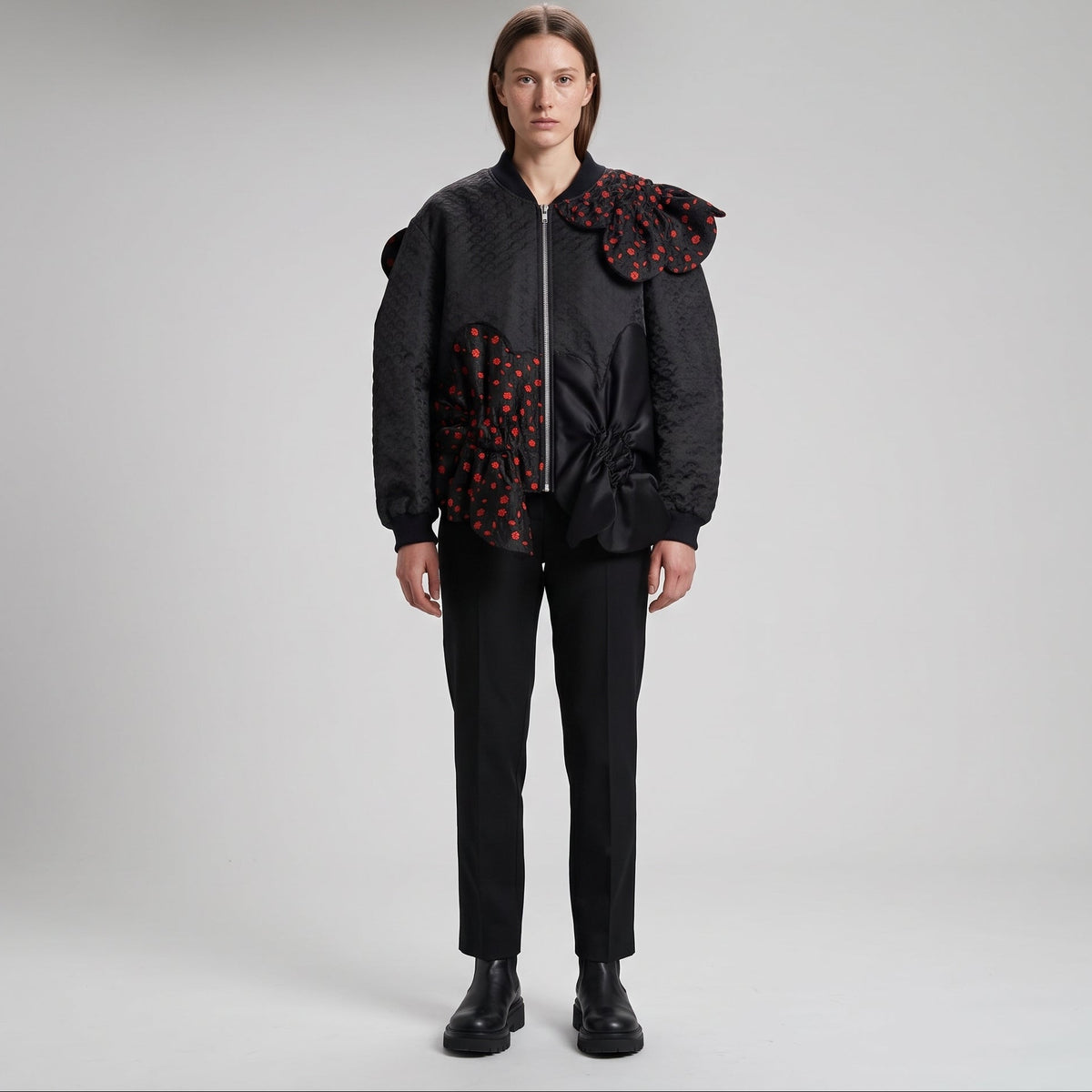 Floral Embellished Statement Bomber
