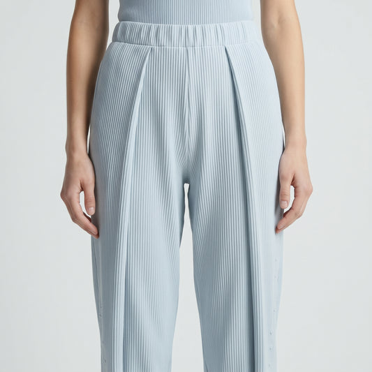 Ribbed High-Waisted Tailored Trousers