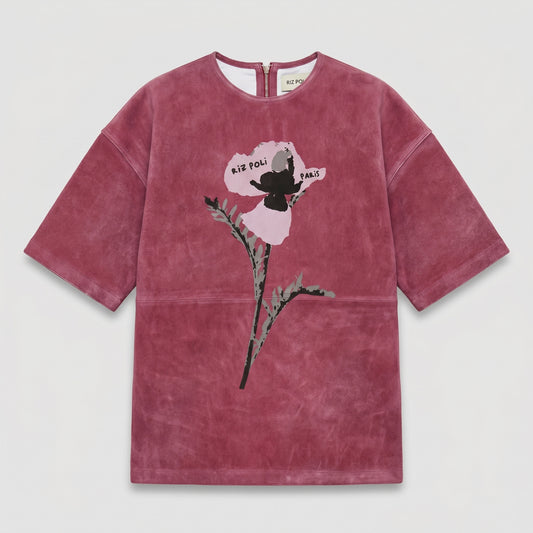 Floral Print Suede Top